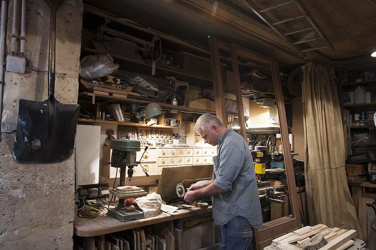 Sam A. Kulik in his workshop