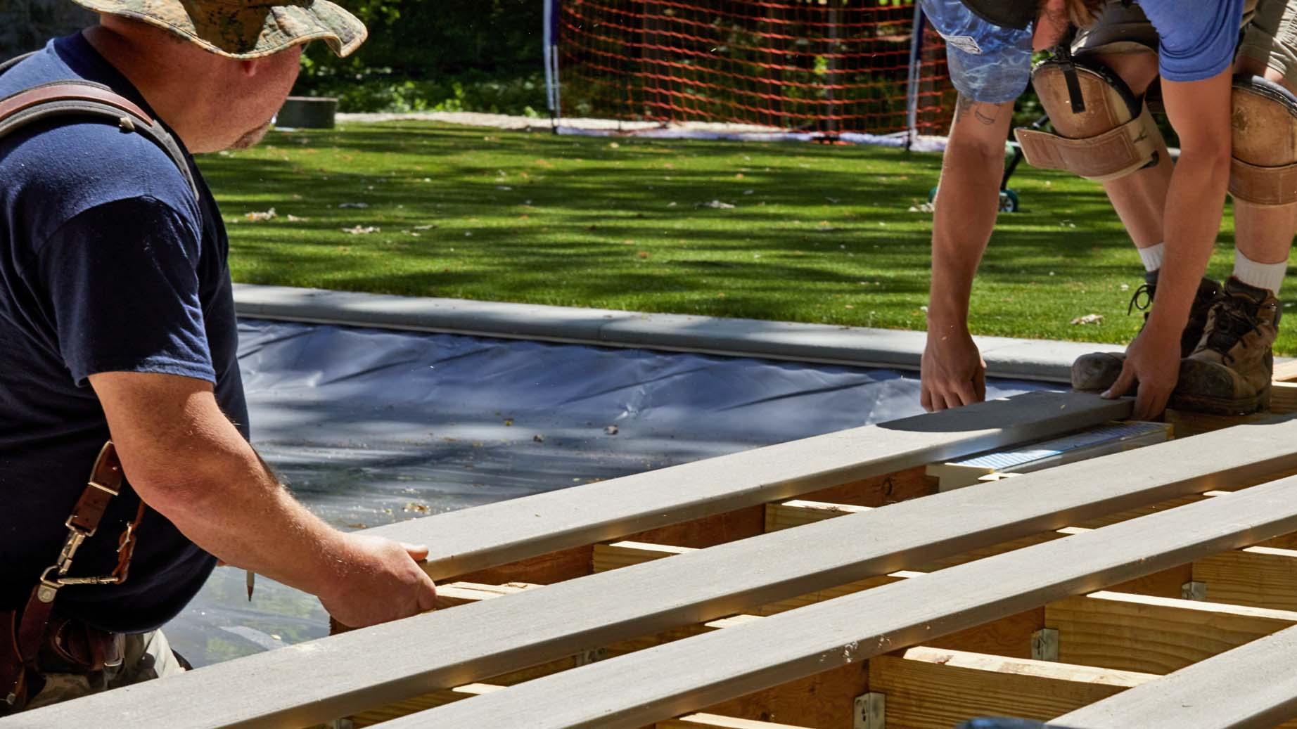 Carpenters working outside